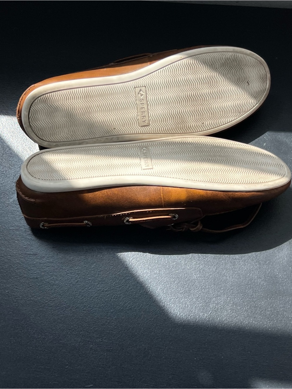 Sperry Tan Leather Lace-Up Boat Shoes - Picture 3 of 6